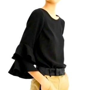 J crew satin backed crepe bell sleeve top, 10P